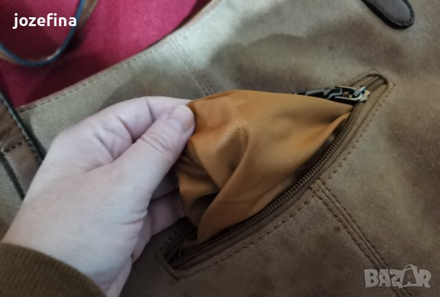 Дамска кожена чанта от естествен набук, снимка 9 - Чанти - 43300045