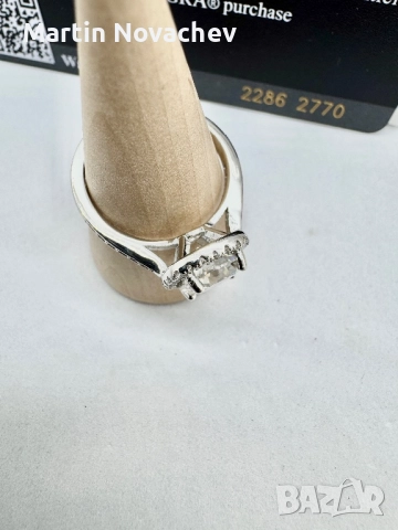 Сребърен пръстен с мойсанит (Диамант) 2 карата, снимка 5 - Пръстени - 52755515