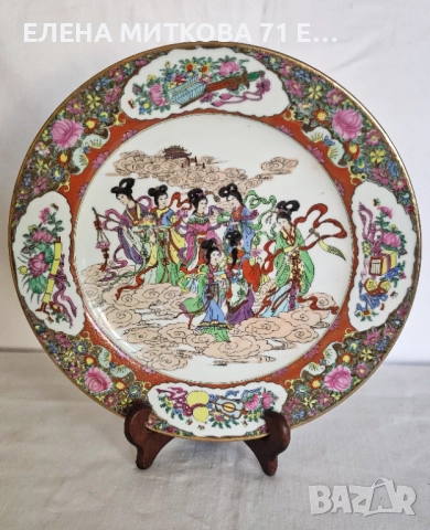 Китайски порцелан-декоративна чиния и две лъжички, снимка 2 - Други ценни предмети - 51529627