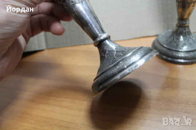 1 чифт сребърни свещници от царска Русия, снимка 5 - Антикварни и старинни предмети - 49212286