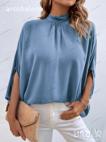 Нова модна дамска темпераментна едноцветна риза, 5цвята - 023, снимка 5 - Ризи - 40867487
