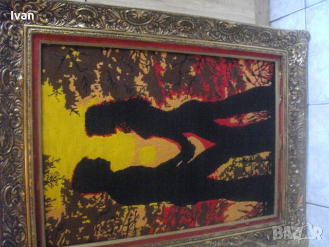 860х660мм-Гръцки Голям Гоблен-Рамкиран-DMC-Отличен-Барок Рамка, снимка 4 - Гоблени - 37046812