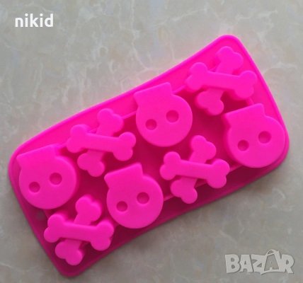 Череп и кости дълбоки силиконов молд шоколад фондан гипс сапун бонбони лед