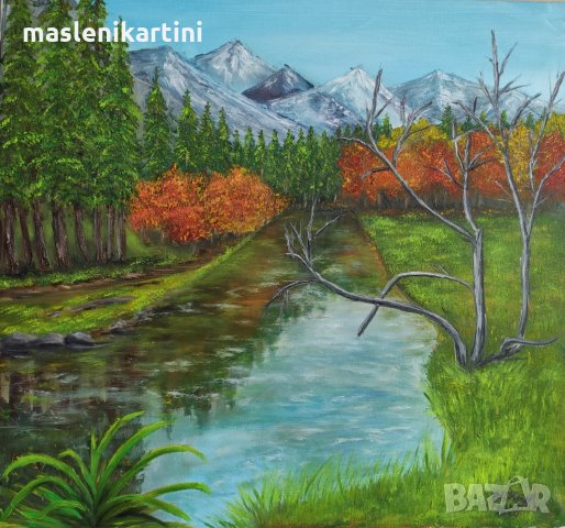 Маслена картина Есен в планината, снимка 2 - Картини - 30551730
