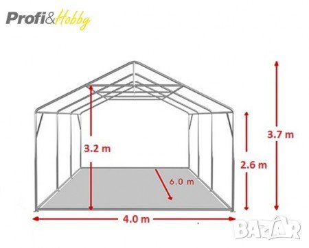 4X6 м Шатра - клас PROFESSIONAL XXL - PVC брезент 550 гр, снимка 3 - Къмпинг мебели - 26571217