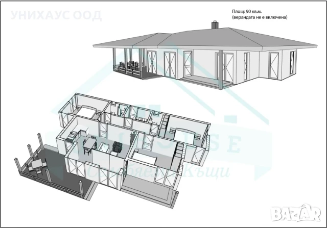 Eдноетажна Къща Дом Магнолия 90 м2, снимка 8 - Монтажи - 50820364