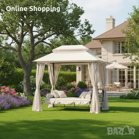 Луксозна градинска шатра с люлка и функция сън за пълен релакс, снимка 2 - Градински мебели, декорация  - 53327292