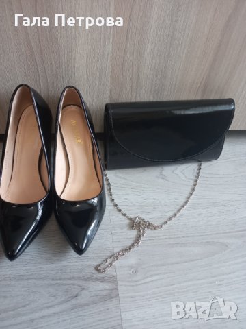 Дамски комплект обувки и чанта лак, снимка 1 - Чанти - 32298826