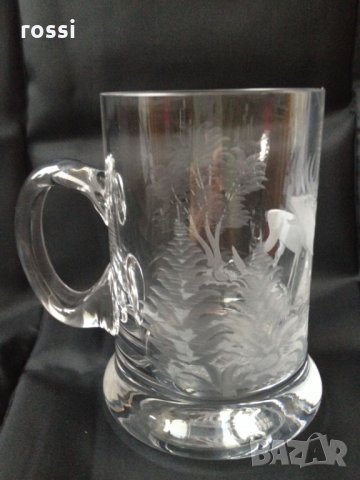 Немска ловна ръчно шлифована стъклена чаша за бира 0,5 л.,  нова, снимка 2 - Колекции - 27099048