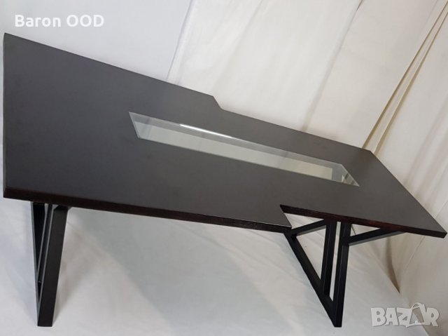 Конферентна маса от масивно дърво Ясен и вградено стъкло Луксор, снимка 3 - Маси - 33135879