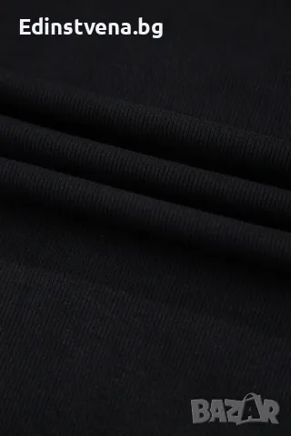 Разпродажба! Дамско елегантно боди в черно с къси кожени ръкави, снимка 8 - Други - 50065620