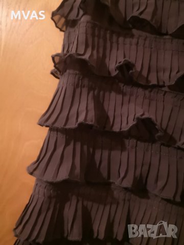 Нова H&M плажна рокля/туника XS с волани тъмно сиво, снимка 3 - Рокли - 32391429