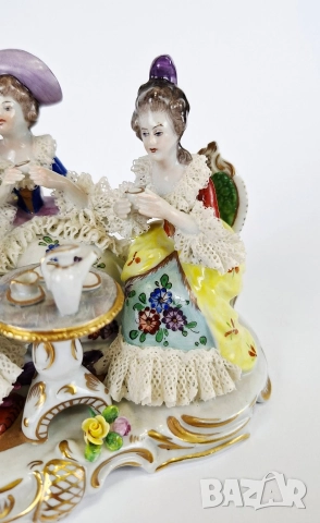 Порцеланова фигурка на три дами на кафе - Volkstedt, снимка 7 - Статуетки - 52656234
