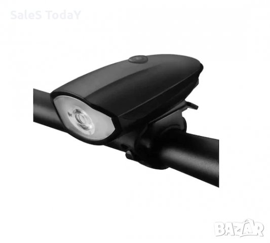 Фар за велосипед и сирена, LED, USB, Акумулаторна батерия, 10,2 х 5,1 см., черен , снимка 3 - Аксесоари за велосипеди - 33146407