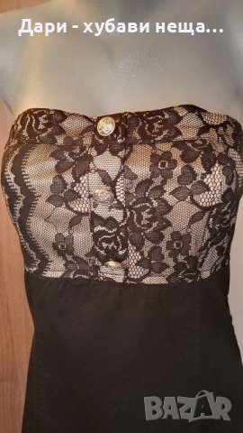 Рокля в черно и златисто - памук с дантела🍀♥️S//M♥️🍀арт.4408, снимка 3 - Рокли - 37565797