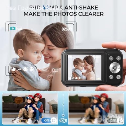 Нова 44MP FHD 1080P Цифрова Камера Компактна, 16X Увеличение, снимка 5 - Фотоапарати - 43514848