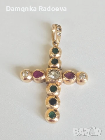 Златен кръст с Диаманти и Рубини-ръчна изработка , снимка 15 - Колиета, медальони, синджири - 51071861