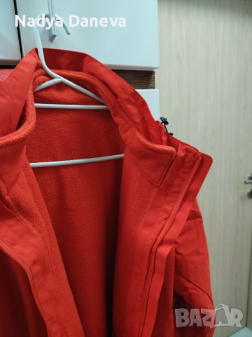 Червено дамско яке 3в1 с подвижна поларена подплата, снимка 3 - Якета - 52847537