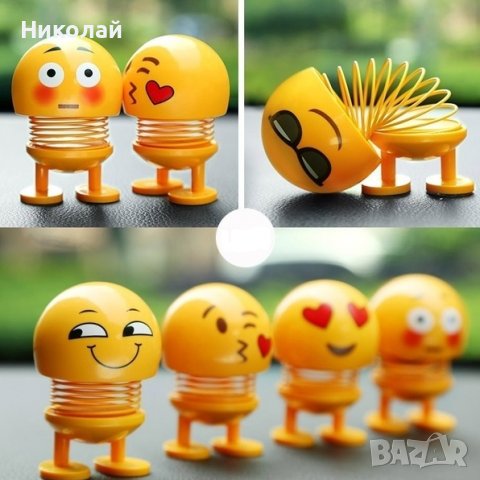 Емотикон декорация за автомобил ,човече с клатеща се глава с пружина , емотикони за кола, снимка 1