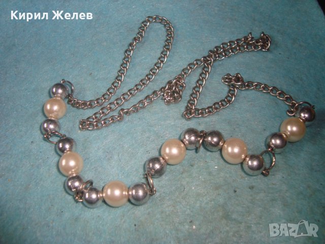 ПЕРЛЕНО АРТ ДЕКО СТИЛ КОЛИЕ със СРЕБРИСТА ВЕРИЖКА 27357, снимка 3 - Колиета, медальони, синджири - 35100895