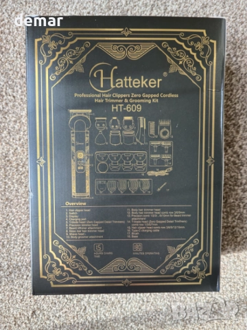 Hatteker 8-в-1 професионален комплект за мъжко подстригване, IPX7, снимка 10 - Машинки за подстригване - 51923679