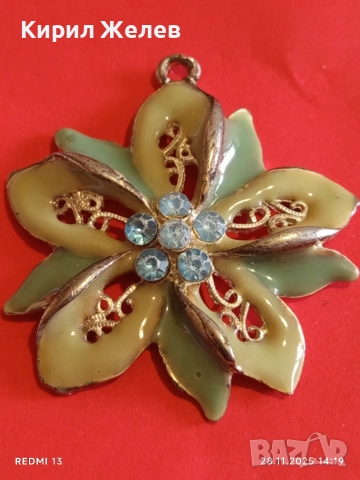 Висулка с флорален мотив лакирана зелен АКВАМАРИН 52198, снимка 2 - Колиета, медальони, синджири - 52573722