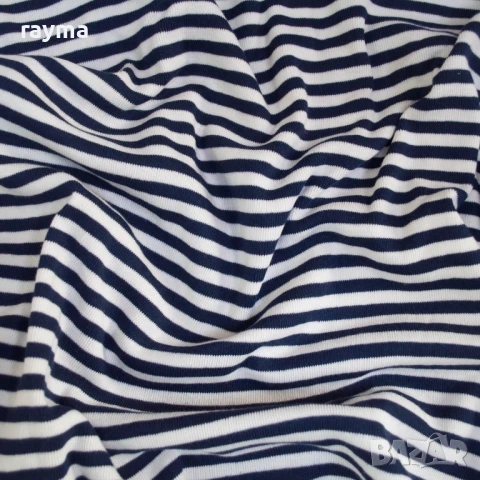 - 50% Плат памучно трико рипс бяло и синьо райе