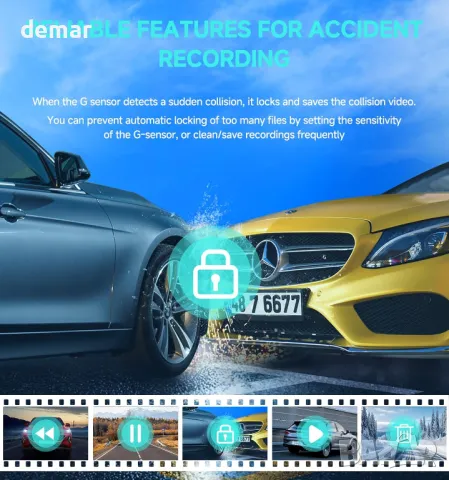Dash Cam отпред и отзад, 1080P WiFi/APP контрол, 32GВ карта, нощно виждане, WDR, G-сензор, снимка 4 - Аксесоари и консумативи - 47338049