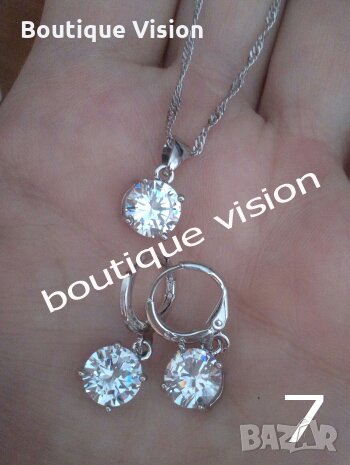 Сребърни комплекти с камъни цирконий, снимка 3 - Бижутерийни комплекти - 23743322