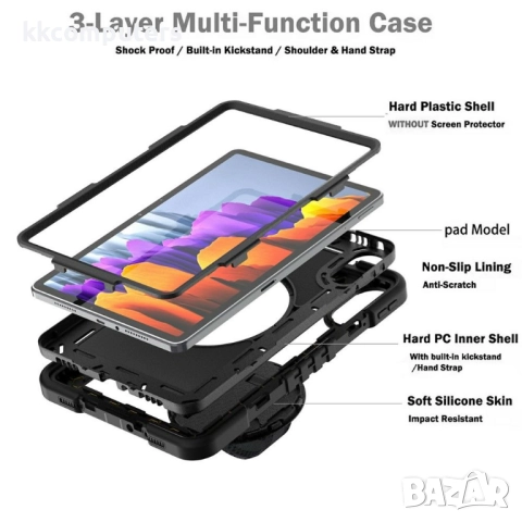 Удароустойчив калъф със задна част от PC и Лента през рамо за Xiaomi Redmi Pad 2 | 360° ротация | Пр, снимка 13 - Калъфи, кейсове - 52117191