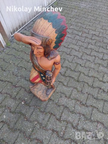 Дървена фигура на индианец , снимка 2 - Други ценни предмети - 39674810