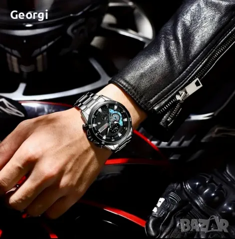 Мъжки, Спортен Часовник *Curren Blue* Сребрист кварцов хронограф!, снимка 3 - Мъжки - 49522534