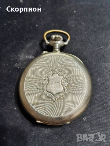 Швейцарски джобен часовник посребрени капаци - Argentan -  Цилиндър - РЯДЪК, снимка 3 - Джобни - 49814879