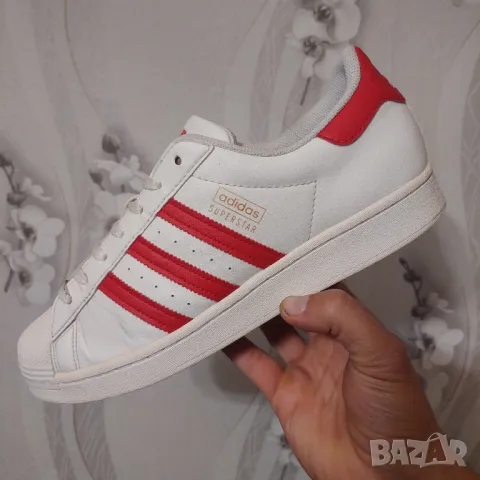 adidas Superstar 'White Scarlet номер 44 2/3  оригинални маратонки / кецове , снимка 3 - Маратонки - 47753508