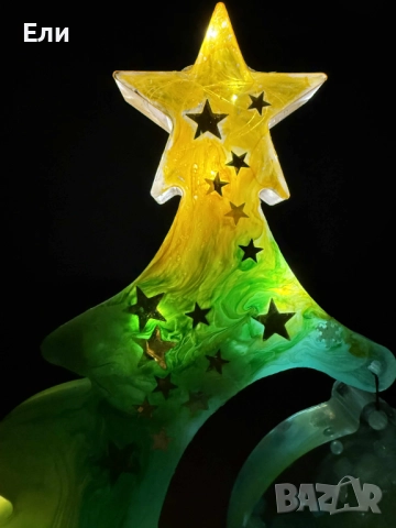 Ръчно изработена светеща коледна елха за декорация, снимка 2 - Декорация за дома - 52594923