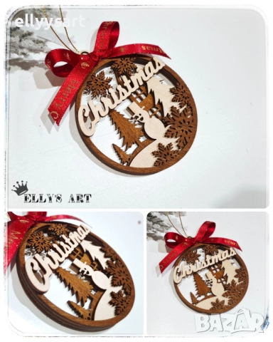 3-слойна дървена играчка, декорирана с панделка в цвят по избор.