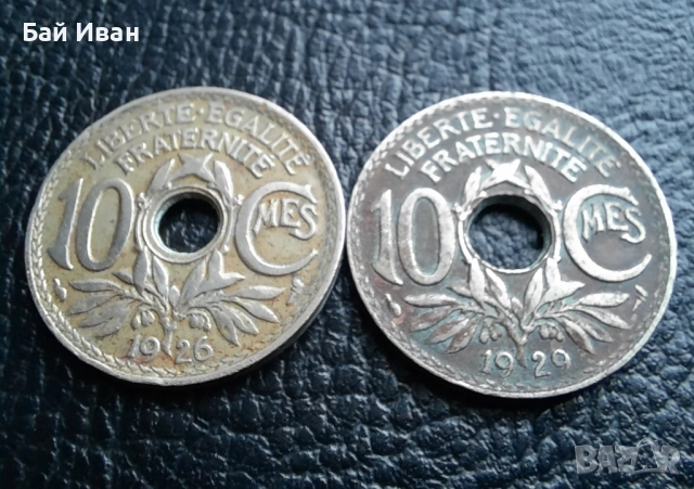 Стара монета 10 сантима 1926 г. и 1929 г.Франция - топ !, снимка 2 - Нумизматика и бонистика - 42201842