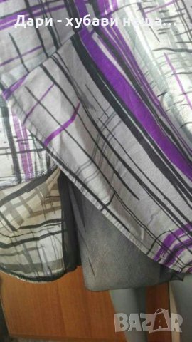 Пола в сиво и лила, от сатениран памук, с подплата🍀❤2XL,3XL❤🍀арт.4333, снимка 2 - Поли - 37098265