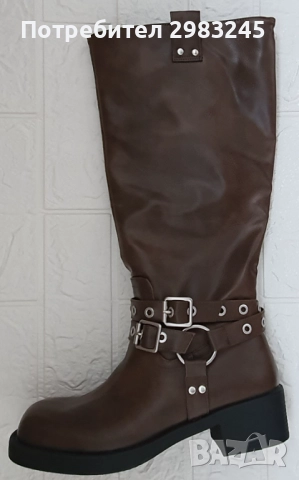 Дамски тъмнокафяви ботуши, снимка 6 - Дамски ботуши - 52796903
