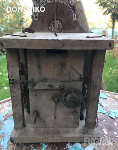 Античен примитивен стенен часовник 18 век, снимка 5 - Антикварни и старинни предмети - 51352064