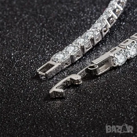 Сребърна гривна със сапфири, снимка 3 - Гривни - 48473929