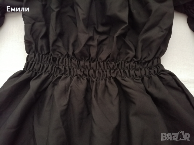 Дамска къса рокля с дълги буфан ръкави в черен цвят р-р S, снимка 8 - Рокли - 44863522