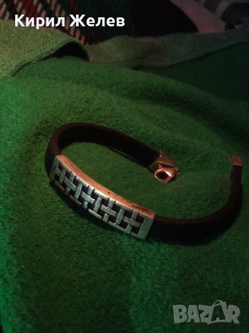 ФЕШЪН АРТ СРЕБЪРНА ГРИВНА СРЕБРО 925 със СИЛИКОНОВА КАИШКА 27236, снимка 2 - Гривни - 36867742