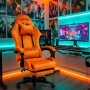 Оранжев велурен геймърски стол , снимка 9