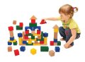 Цветни Дървени кубчета в кофа, 50 части Дървен конструктор, снимка 1 - Конструктори - 43375150