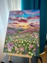 Ръчно рисувана картина – „Цветна долина при залез“, снимка 2