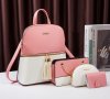 Дамска Розово Бяла Кожена Раница Комплект, снимка 6