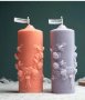 висок Цилиндър с венец розички силиконов молд форма за свещ гипс декор украса, снимка 2