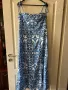 Разкошна нова  синя бяла дълга елегантна рокля с цепки женствена кройка , снимка 1