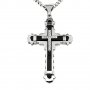 Jesus Crystal Cross / Кръстче с камъни - Black / Silver, снимка 1